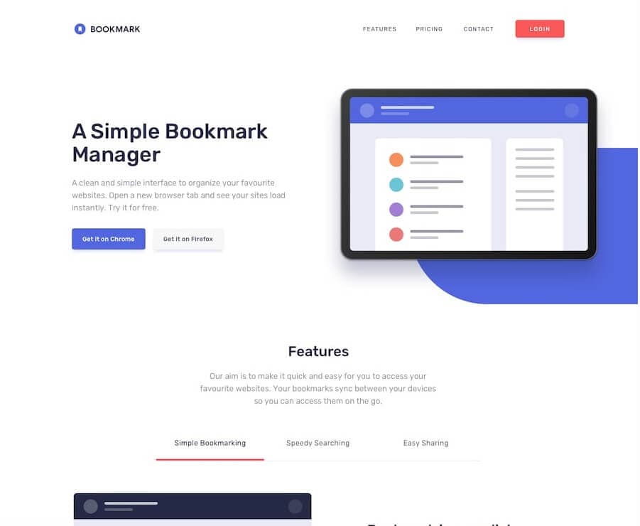 Bookmark website Screenshot